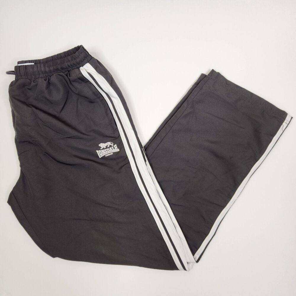 Lonsdale Mens Zip Pocket Drawstring Waistline Open Close Hem Track Pants L - Picture 2 of 9